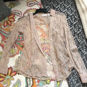 See through nude buttons down